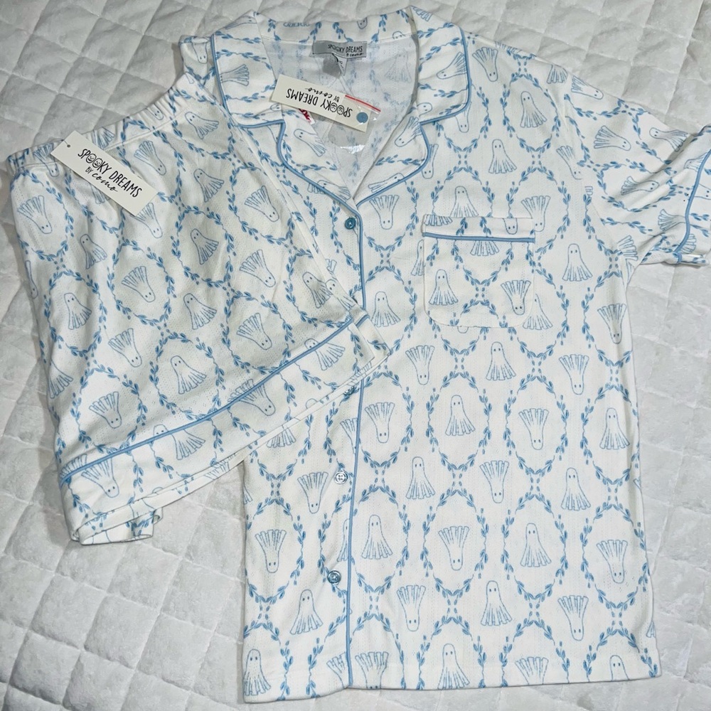 Halloween Coquette Blue Ghost Spooky Dreams PJ Pajama Set